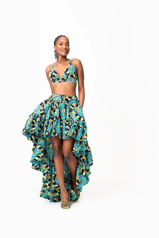 BADE African Print Hi-low Skirt corduroy skirt cozy