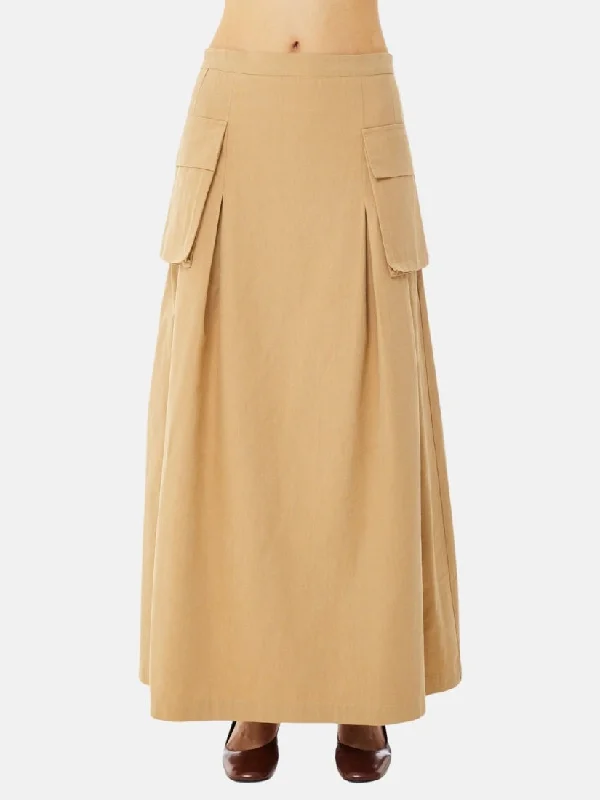 Cargo Pleated Midi Skirt silk skirt luxurious