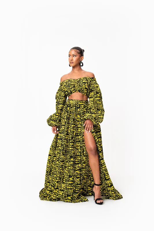 CHIMA African Print Maxi Skirt denim skirt classic