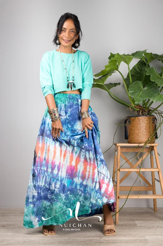 Tie dye skirt leather skirt bold