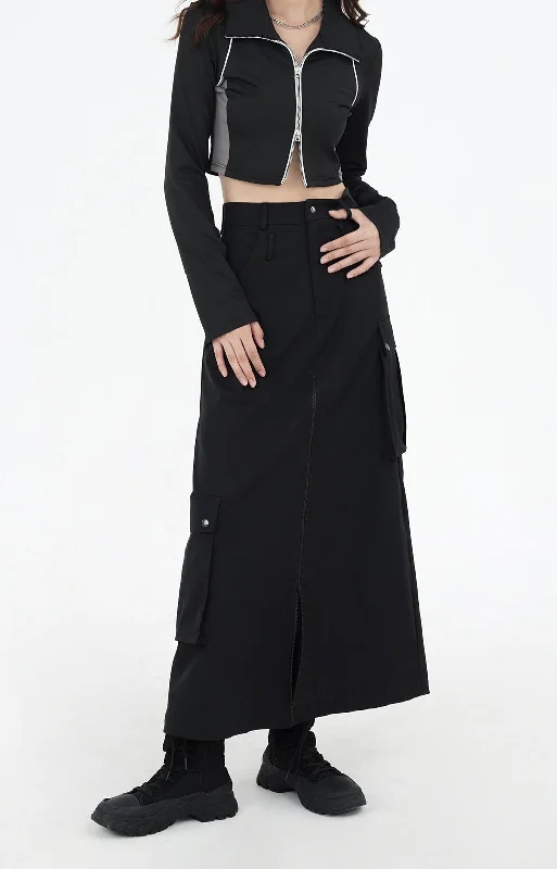 EIGHTHMONTH women's black work half skirt autumn new niche chic long skirt asymmetrical skirt cut EIGHTHMONTH women's black work half skirt autumn new niche chic long skirt asymmetrical skirt cut