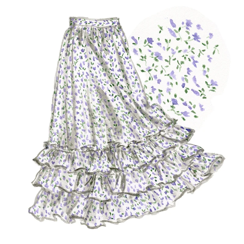 Floral Print Maxi Skirt ruffled skirt detail