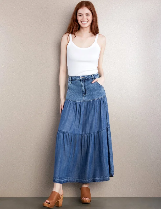Fun Denim Maxi Skirt mini skirt trendy