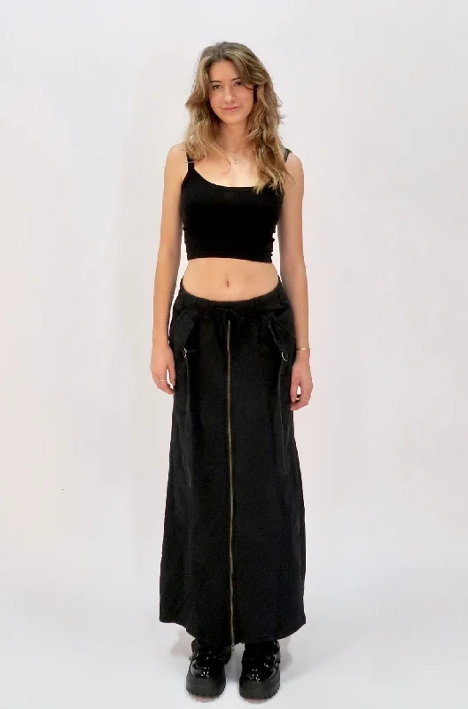 Grunge cargo maxi skirt ruffled skirt detail