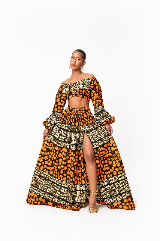 HANI African Print Maxi Skirt silk skirt elegant