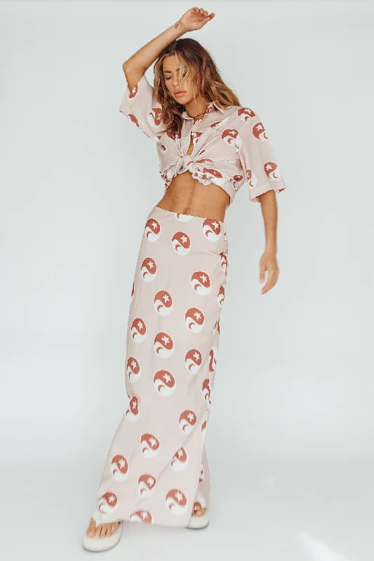 Just A Hunch Maxi Skirt Yin Yang Rose linen skirt natural