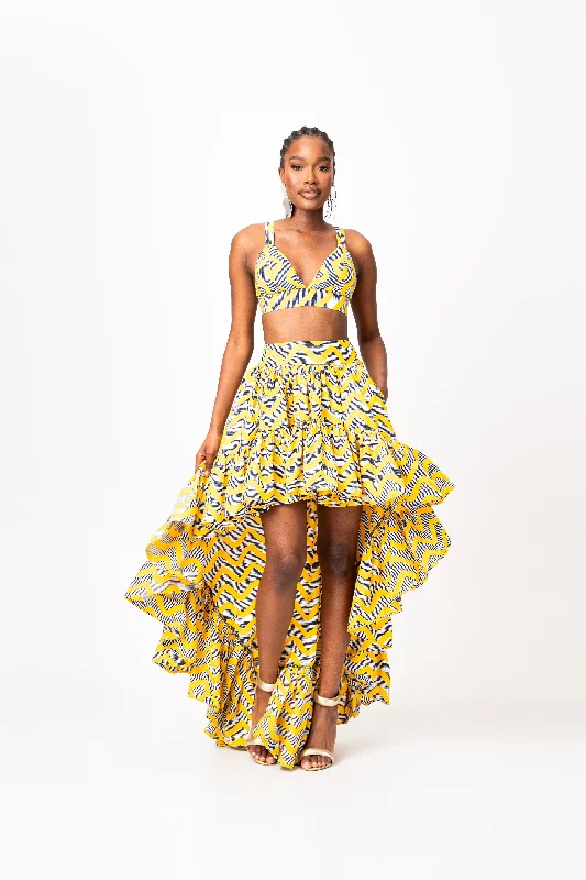 LILY African Print Hi-low Skirt cashmere skirt rich