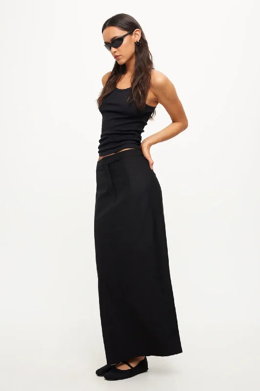 LIONESS Minimalist Maxi Skirt Onyx linen skirt light