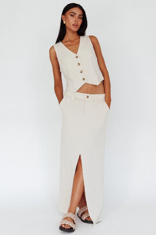 Long Awaited Faux Placket Maxi Skirt Seashell chiffon skirt flowing