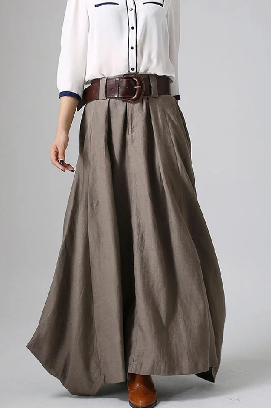 long linen skirt - Gray skirt women maxi skirt 0905# linen skirt breathable