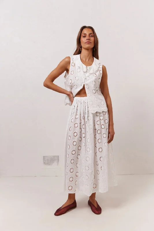 Maisie Midi Skirt Anglaise chiffon skirt airy