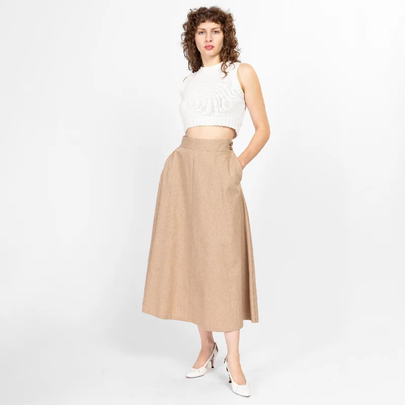 Med-Lrg 70s Tan Wool Blend A Line Skirt NWT 30" wool skirt breathable