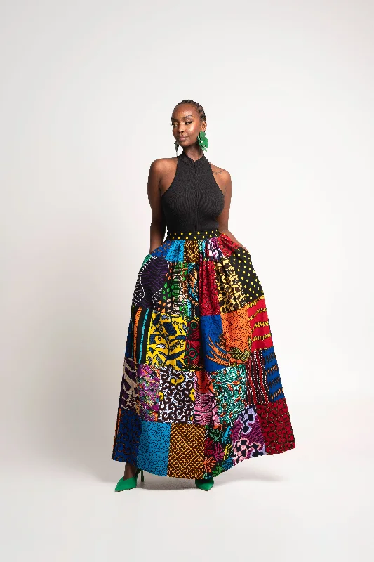 NANA PATCHWORK Maxi Skirt lace skirt feminine