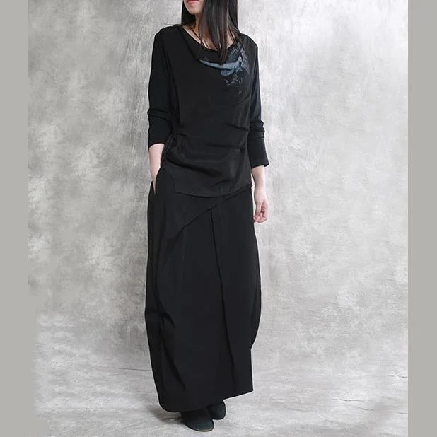 new black original design cotton skirts asymmetric patchwork maxi skirts high slit skirt new black original design cotton skirts asymmetric patchwork maxi skirts high slit skirt