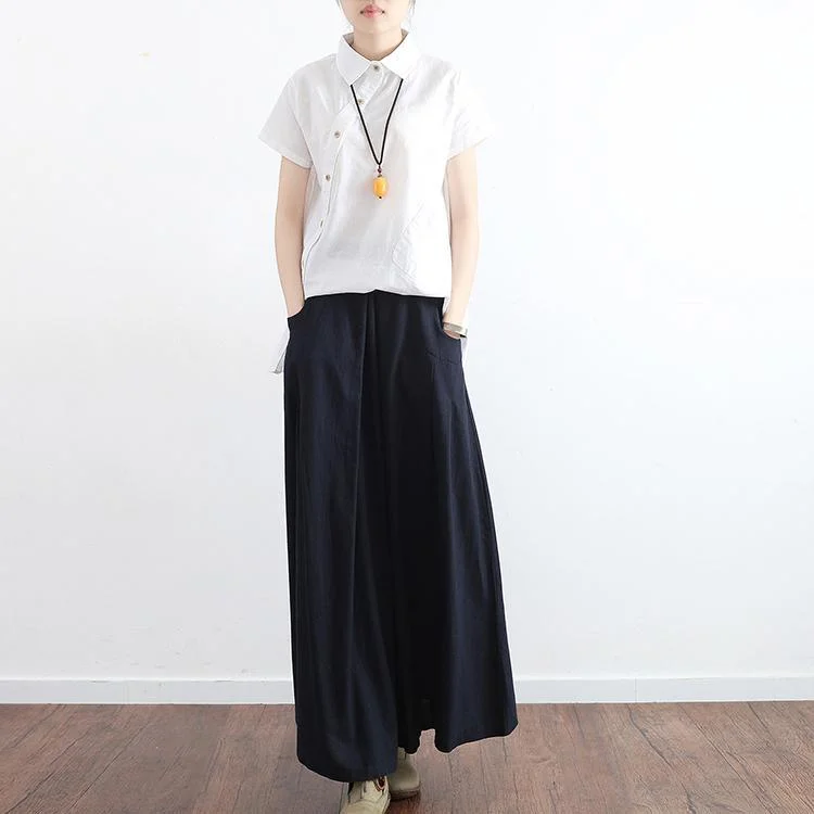 New Fashion Black Linen Skirts Baggy Loose Asymmetric Women Maxi Skirts leather skirt sleek