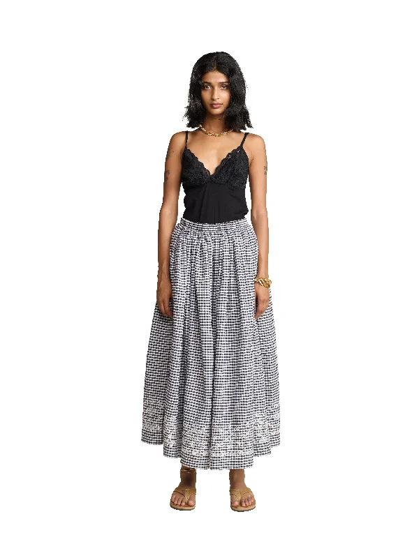 Penny Gingham Midi Skirt patchwork skirt art