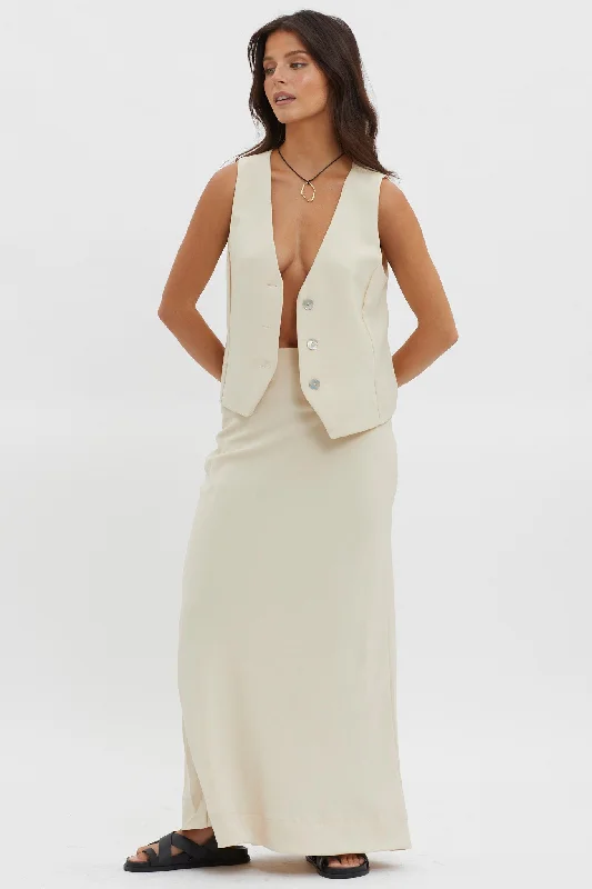 Philomena Midi Skirt Oat wool skirt thick
