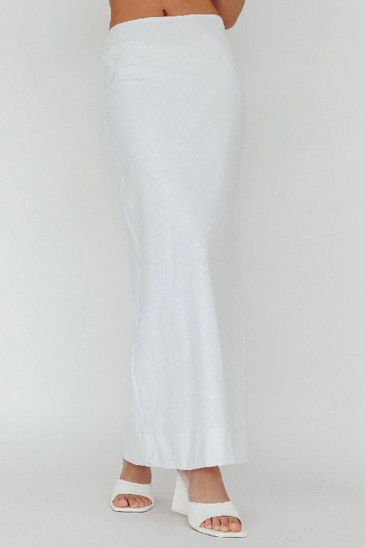 Philomena Midi Skirt White silk skirt sleek