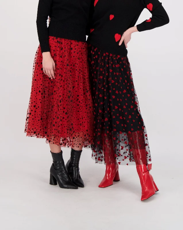 Queen Of Hearts Layered Mesh Midi Skirt low waist skirt