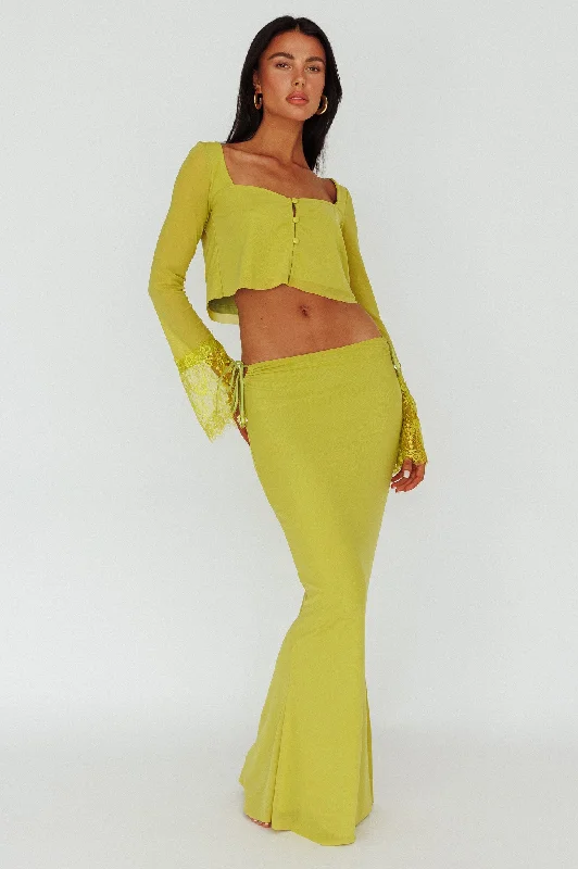 Rana String Tie Side Midi Skirt Apple lace skirt elegant