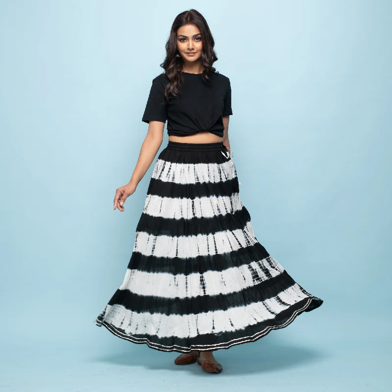 Rang Deep Women Black-Grey Long Tyi-dye Skirt Skirt leather skirt sleek