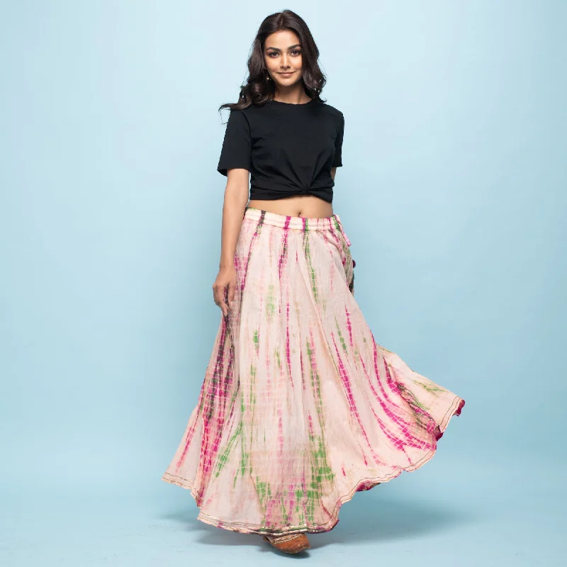 Rang Deep Women Pink Cream Long Tyi-dye Skirt Skirt seamless skirt comfort