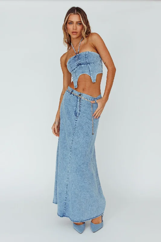 Romcom Maxi Skirt Denim Blue casual skirt length
