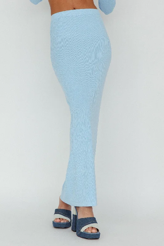 Rossana Knit Maxi Skirt Blue linen skirt breathable