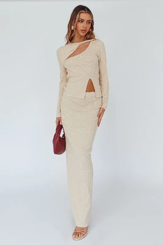 Rossana Knit Maxi Skirt Butter chiffon skirt lightweight