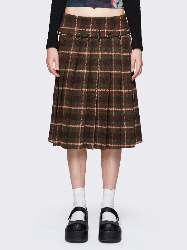 Rowan Plaid Midi Skirt flowy skirt hem