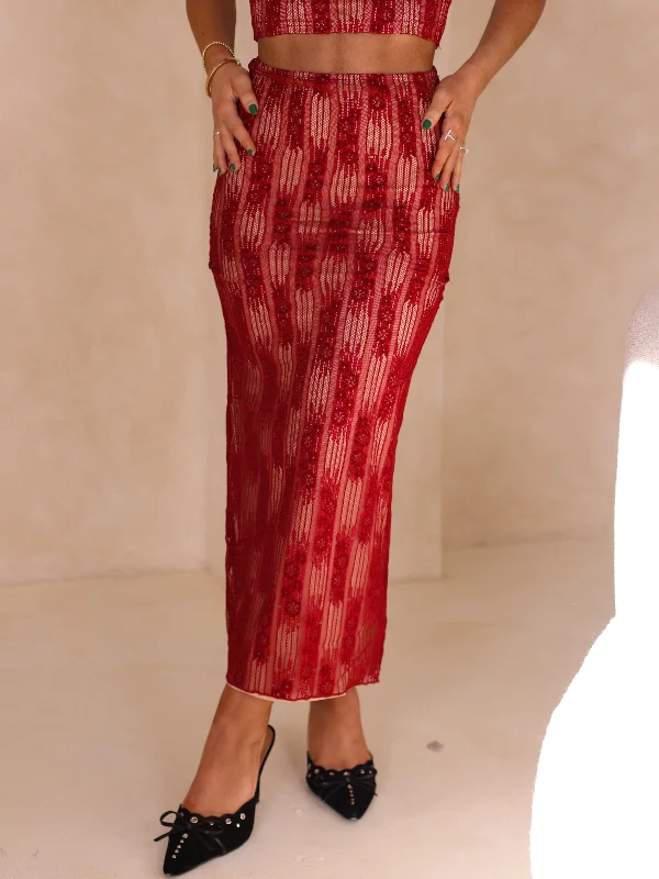 Cherry Lace Skirt corduroy skirt durable