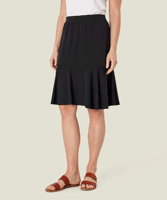 Scarla Ruffle Hem Knee-Length Skirt cotton skirt soft
