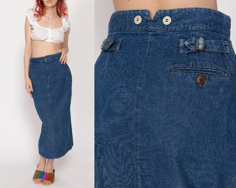 Small 90s Ralph Lauren Country Denim Midi Skirt 25.5" midi skirt versatile