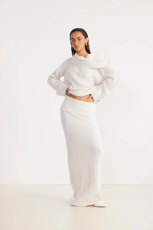 SNDYS Brooks Maxi Skirt White ruffled skirt detail
