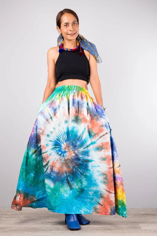 Spiral Tie dye maxi skirt wool skirt sturdy