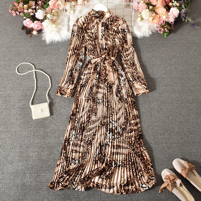 Spring And Autumn New Over The Knee Pleated Long Skirt cotton skirt soft