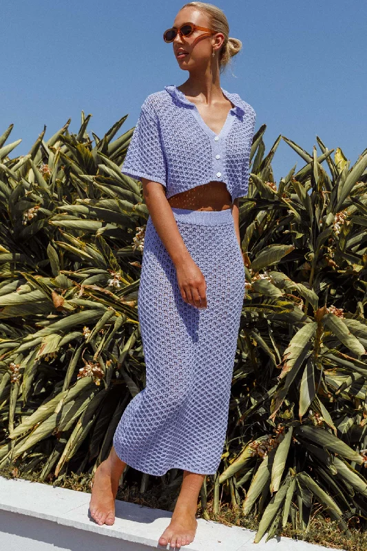 Summer Sunset Crochet Maxi Skirt Lavender denim skirt fashionable