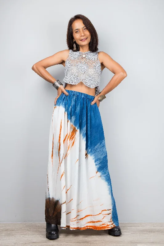 Tie Dye Shibori Skirt button skirt front