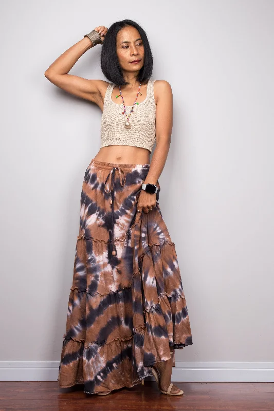 Tie dye skirt | Tiered maxi skirt | Boho skirt relaxed fit skirt