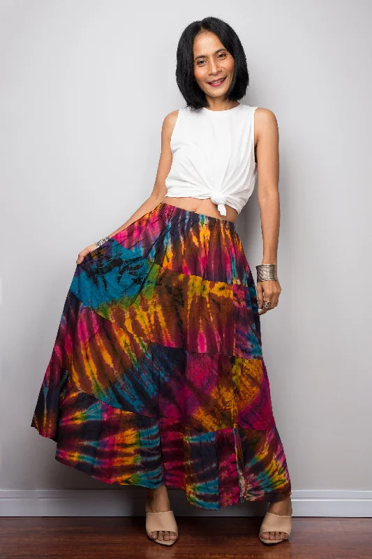 Rainbow Tie Dye Skirt elastic waist skirt