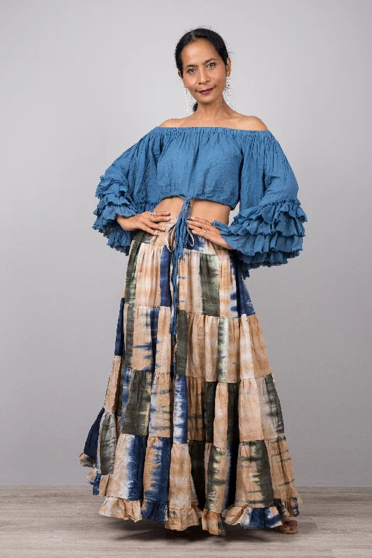 Tiered Long Skirt - Hippie Skirt slim fit skirt