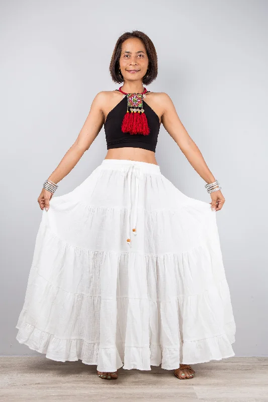 Tiered white skirt velvet skirt luxurious