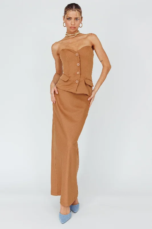 Valencia Flare Midi Skirt Mocha relaxed fit skirt