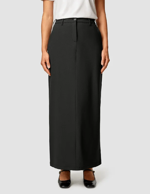 Essential Maxi Skirt Black belted skirt waist