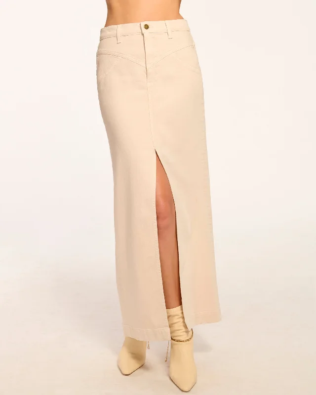 Xavier Denim Maxi Skirt leather skirt sleek