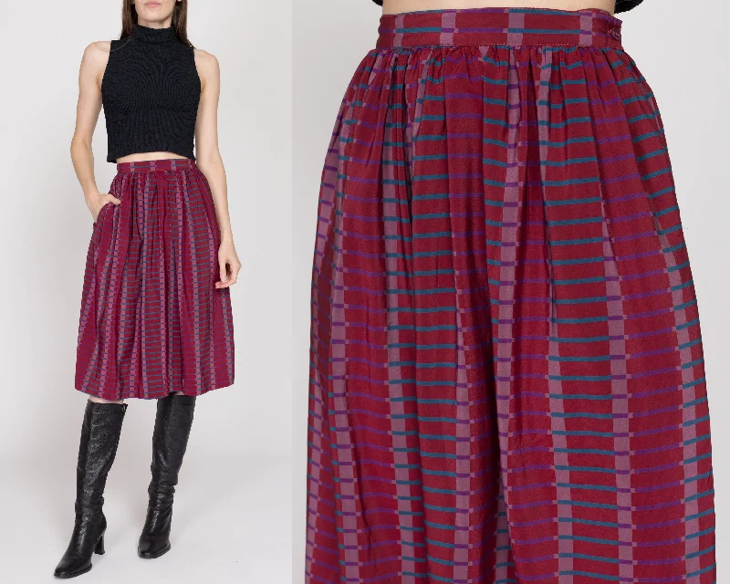XS 80s Purple Pleated Midi Pocket Skirt 24" lightweight skirt design