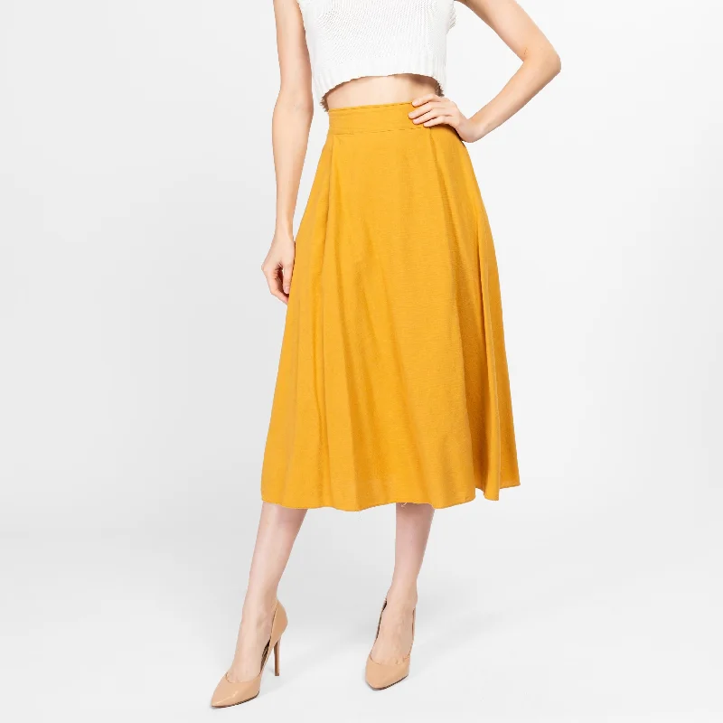 XS-Sm 80s Mustard Yellow Midi Skirt 24"-26" velvet skirt glossy