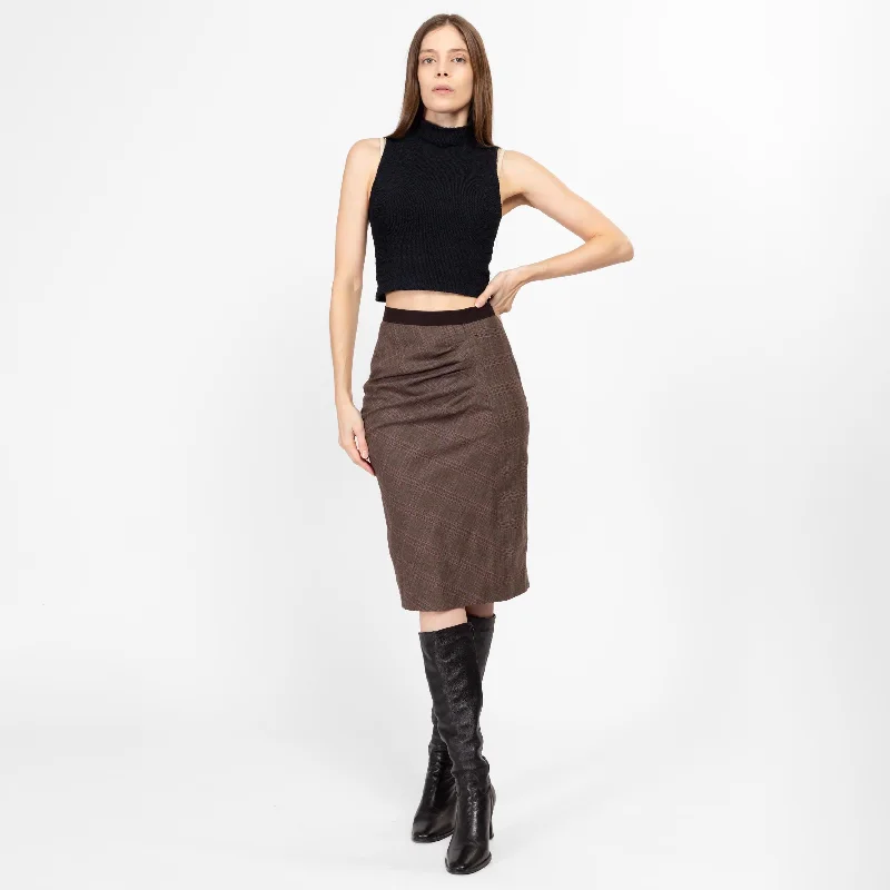 XS-Sm Y2K Plaid Asymmetrical Pencil Skirt wool skirt warm