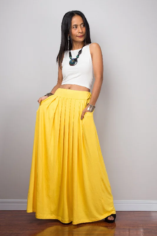 Yellow maxi skirt -  Long bright yellow skirt - Yellow skirt : Urban Chic Collection No.2 denim skirt fashionable