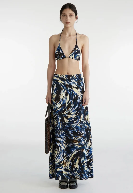 Maxi Skirt - Brushstroke chiffon skirt floaty